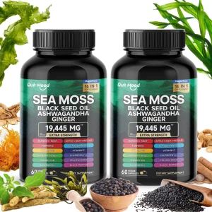 2Pcs Sea Moss 3000mg Black Seed Oil