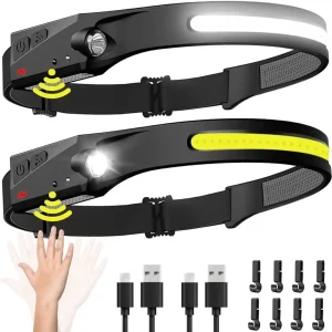 Rechargeable , Head Lamp LED with Motion Sensor