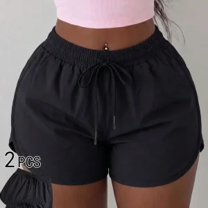 2pcs Women's Running Yoga Fitness Shorts,